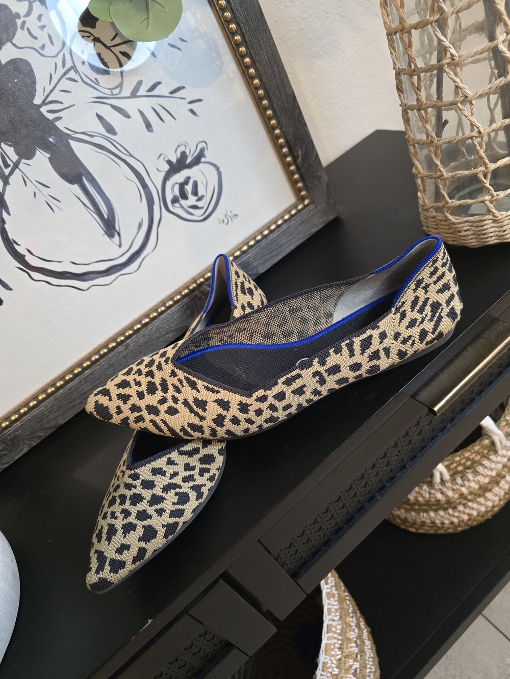 Rothy's Women's The Point Knit Slip-On Flats Leopard Animal Print 11.5